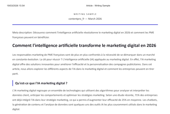 write SEO optimized blog articles in french